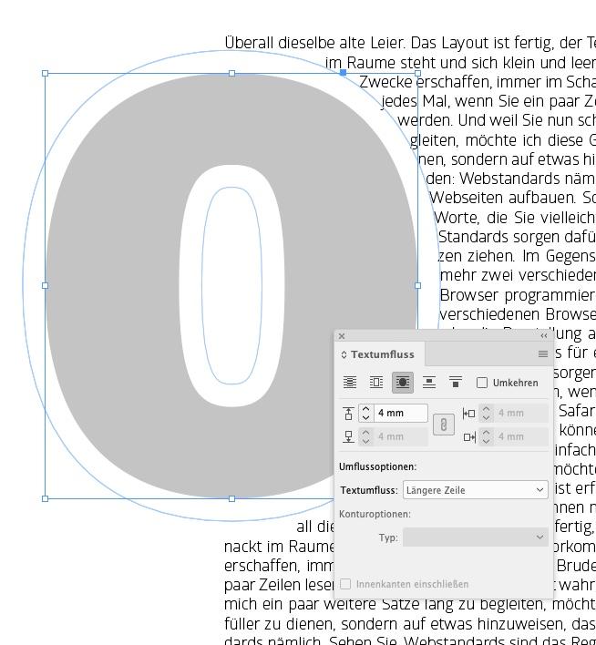 InDesign: Textumfluss einstellen für Kontursatz 