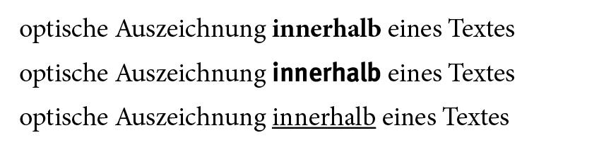 Beispiel: laute und optische Schriftauszeichnungen