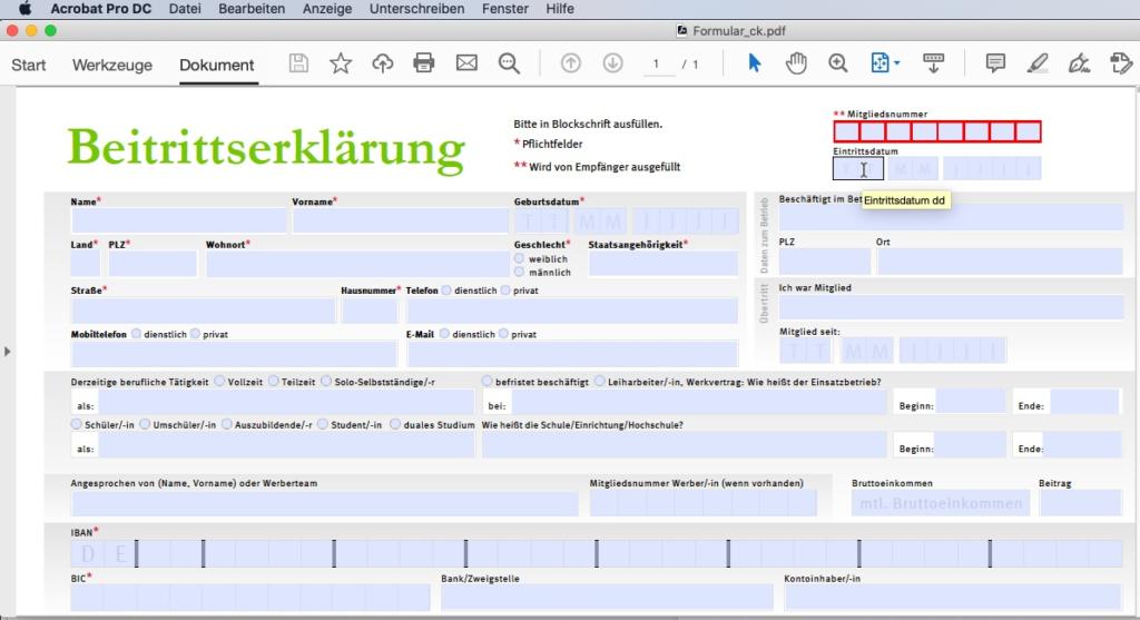 PDF ausfüllen - Formularfelder