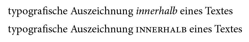 Beispiel: leise und typografische Schriftauszeichnungen