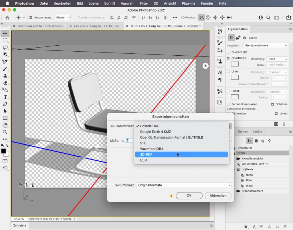 Mit Acrobat ein 3D-PDF öffnen sowie 3D-Inhalte importieren