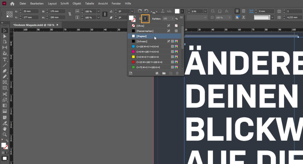 kontrastreicher Hintergrund in InDesign wählen