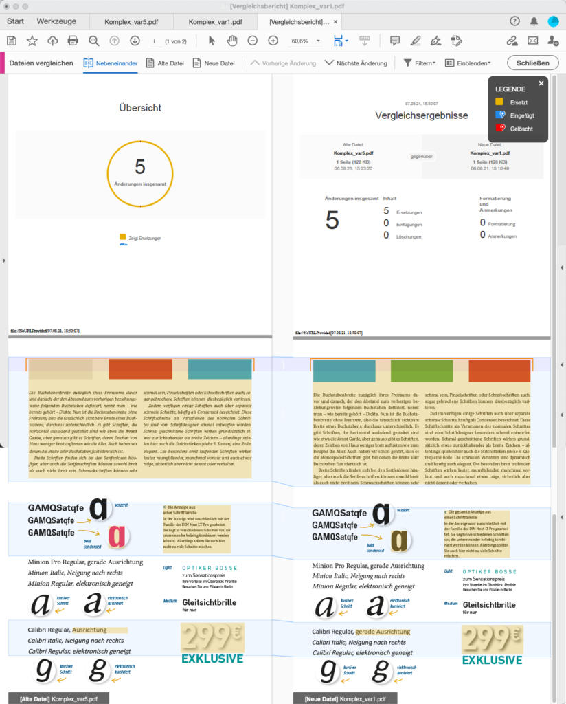 Vergleichsbericht von Adobe Acrobat