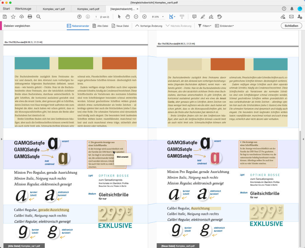 PDF vergleichen: Schwerpunkt Grafik