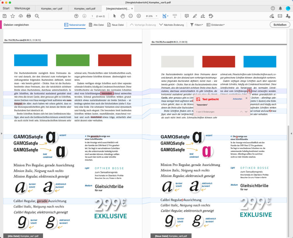PDF vergleichen: Schwerpunkt Text