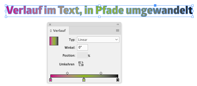 InDesign Farbverlauf: Umwandlung Text in Pfad