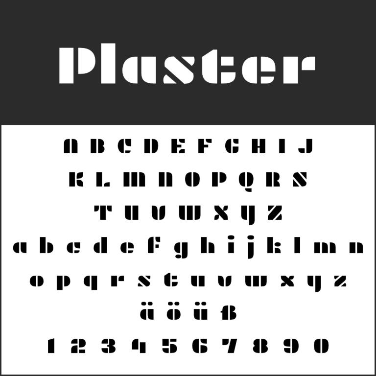 Plaster Rounded Font Schriftart zum Ausschneiden als Gratis-Download