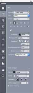 Die Maßpalette in QuarkXPress ist sehr vielseitig und über Tastaturbefehle steuerbar. Sie kann optional als Großformat unter MacOS auch vertikal mit Eigenschaftserklärungen angezeigt werden