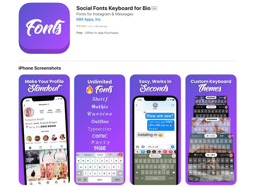 Schriftarten Instagram App Store