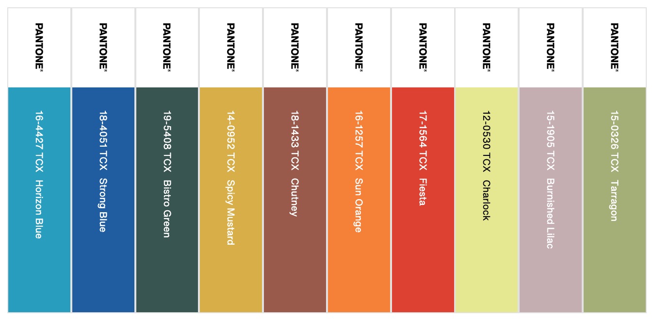 Pantone Trendfarben 2024 - Auflistung